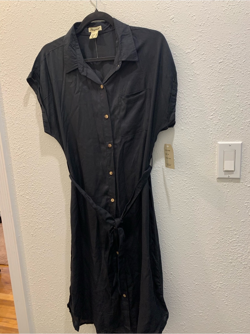 Passport Black Shirt Dress with Tie Waist